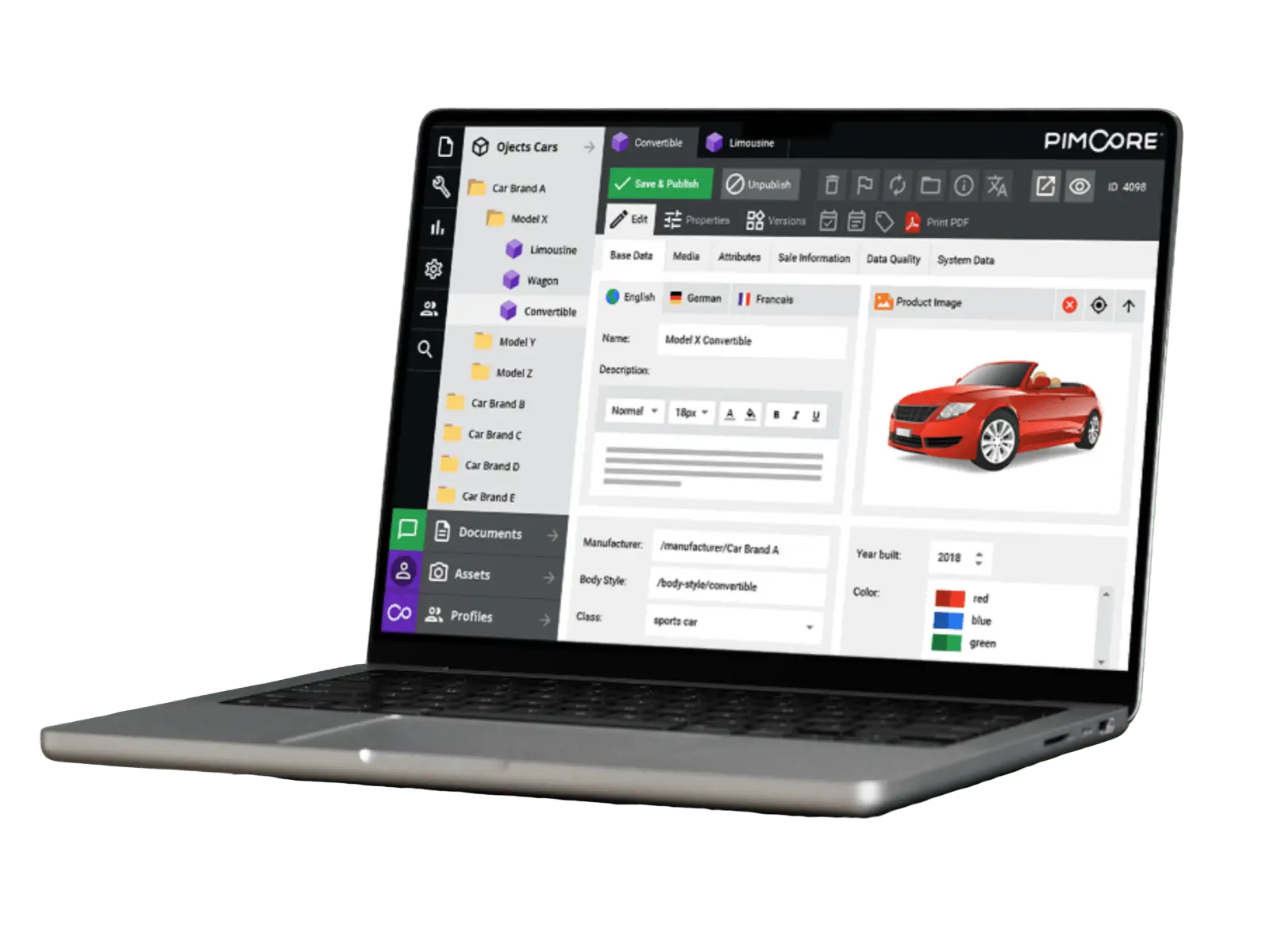 Pimcore Backend Ansicht